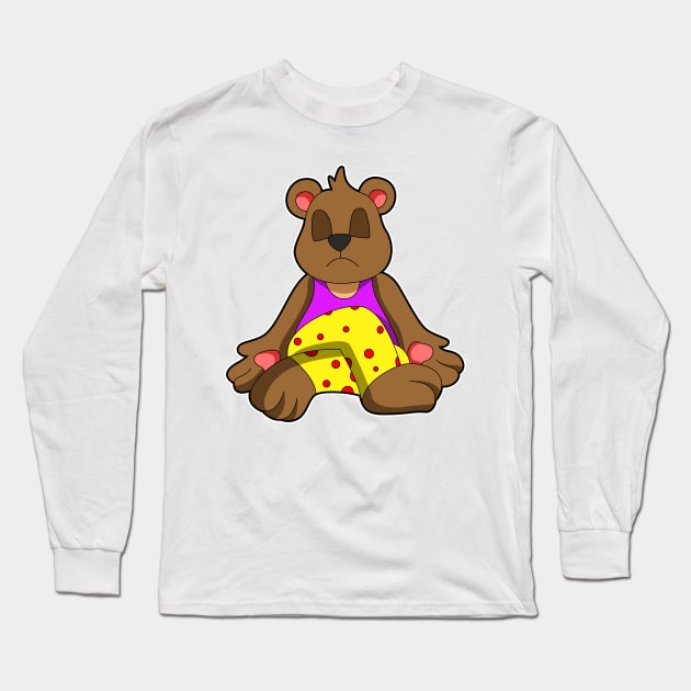 Bear at Yoga with Legs crossed Long Sleeve T-Shirt by Markus Schnabel